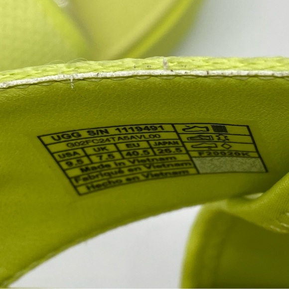 UGG Women's Emily Mesh Slide square toe Sandal in pollen mesh neon green  9.5/10 - Picture 5 of 7
